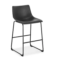 Modern stool with PU leather and matte black powder coated steel frame