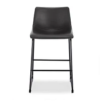 Modern stool with PU leather and matte black powder coated steel frame