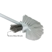 Mainstays Toilet Bowl Brush and Holder for Bathroom Toilet, soft touch handle, extra rim brush