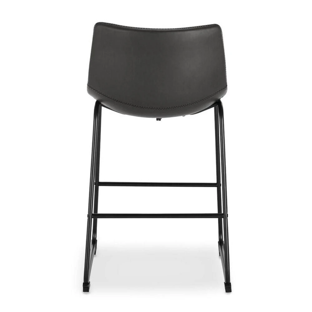 Modern stool with PU leather and matte black powder coated steel frame