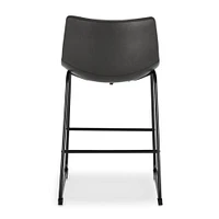 Modern stool with PU leather and matte black powder coated steel frame