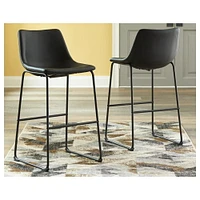 Modern stool with PU leather and matte black powder coated steel frame