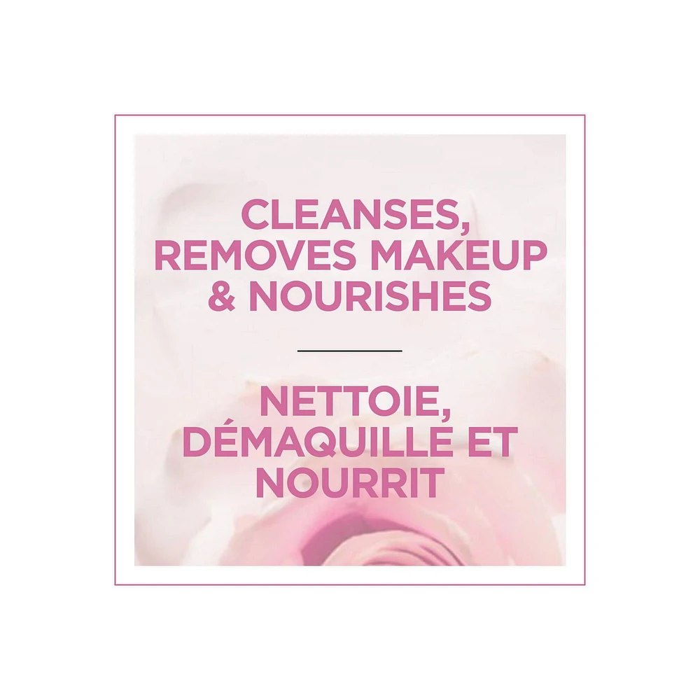 L'Oréal Paris Lait Nettoyant Fleurs Délicates, avec extraits de fleurs de rose et de jasmin, 400 ml