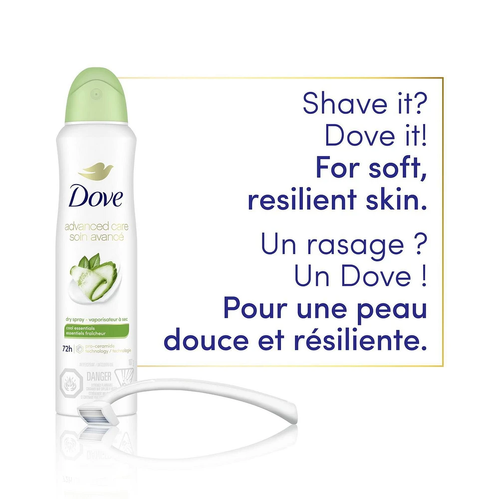 Antisudorifique en Vaporisateur à Sec Dove Advanced Care Essentiels Fraîcheur 107 g Antisudorifique