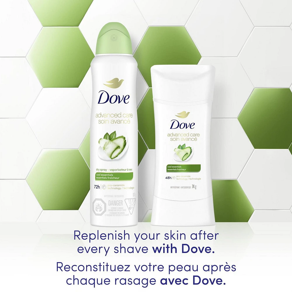 Antisudorifique en Vaporisateur à Sec Dove Advanced Care Essentiels Fraîcheur 107 g Antisudorifique