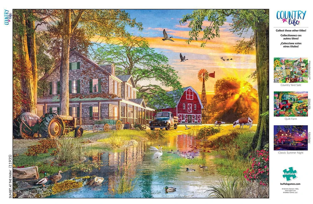 Buffalo Games - Country Life - Sunset at the Farm - 1000 Piece Jigsaw Puzzle