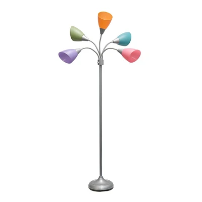 Simple Designs Lampadaire à col de cygne réglable à 5 lumières
