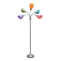 Simple Designs Lampadaire à col de cygne réglable à 5 lumières