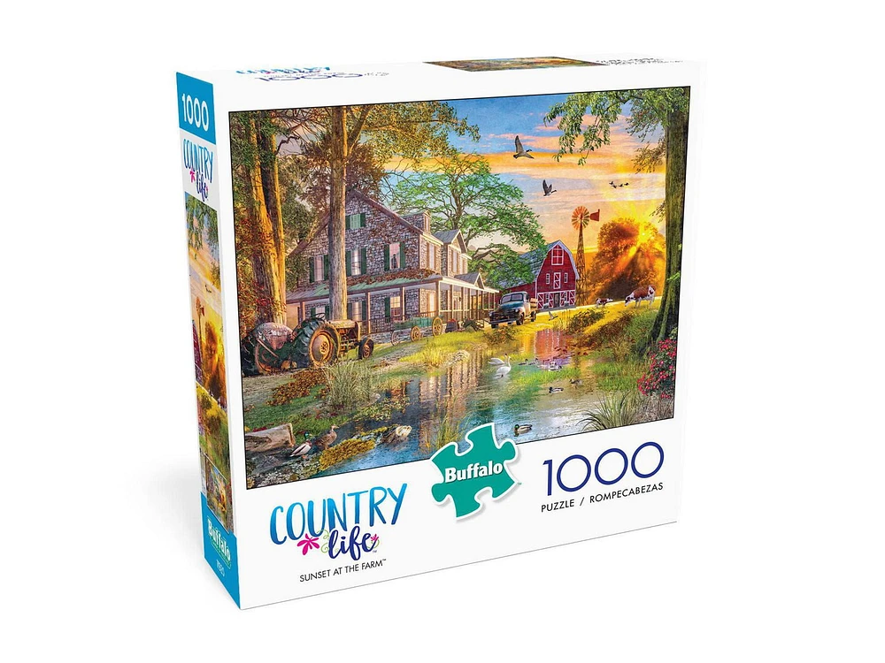 Buffalo Games - Country Life - Sunset at the Farm - 1000 Piece Jigsaw Puzzle