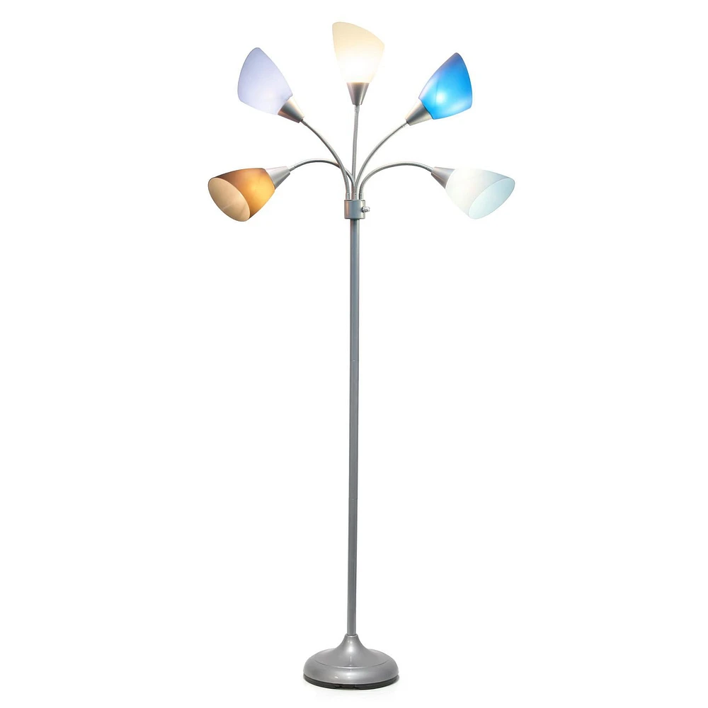 Simple Designs 5 Light Adjustable Gooseneck Floor Lamp