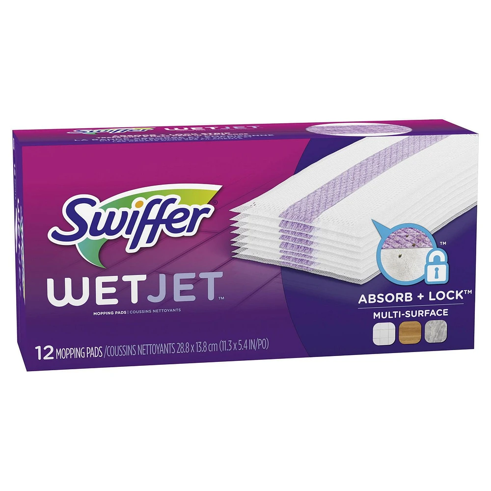 Swiffer WetJet Multi Surface Floor Cleaner Spray Mop Pad Refill, 12 Count