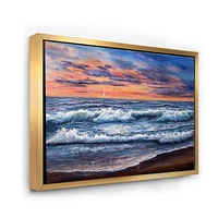 Designart Sunset Over The Blue Ocean II FLOAT FRAME WALL ART