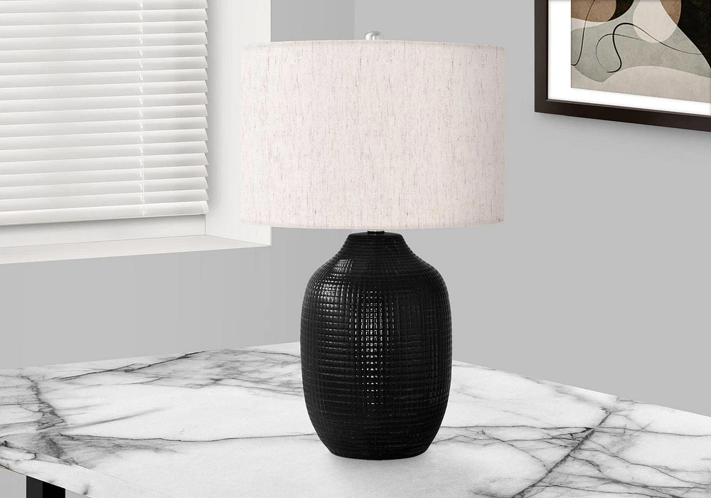 Monarch Specialties Lighting, 26"h, Table Lamp, Black Ceramic, Ivory / Cream Shade, Contemporary