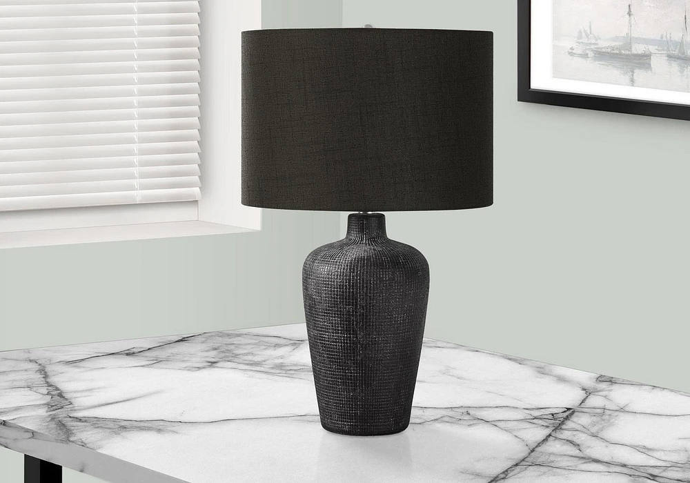 Monarch Specialties Lighting, Table Lamp, 24"h, Black Ceramic, Black Shade, Contemporary