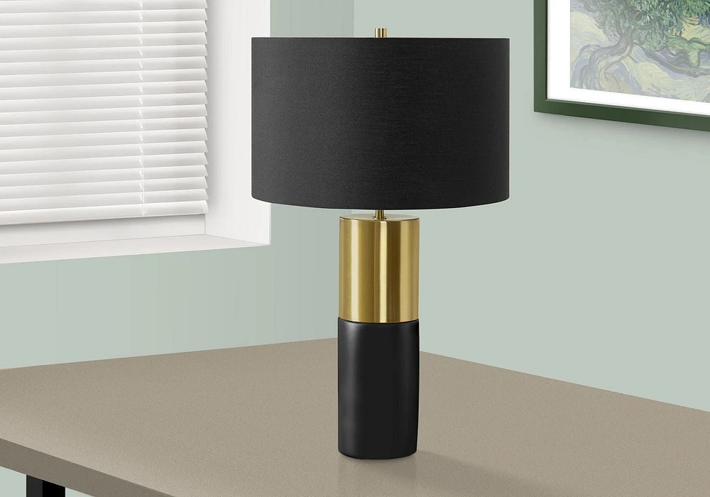 Monarch Specialties Lighting, 25"h, Table Lamp, Black Concrete, Black Shade, Contemporary