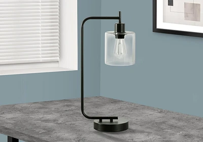 Monarch Specialties Lighting, 20"h, Table Lamp, Usb Port Included, Black Metal, Glass Shade, Modern