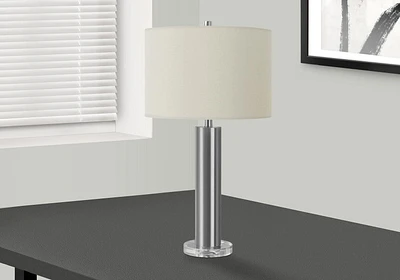 Monarch Specialties Lighting, 28"h, Table Lamp, Nickel Metal, Ivory / Cream Shade, Contemporary