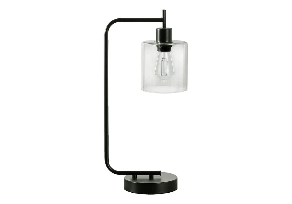 Monarch Specialties Lighting, 20"h, Table Lamp, Usb Port Included, Black Metal, Glass Shade, Modern