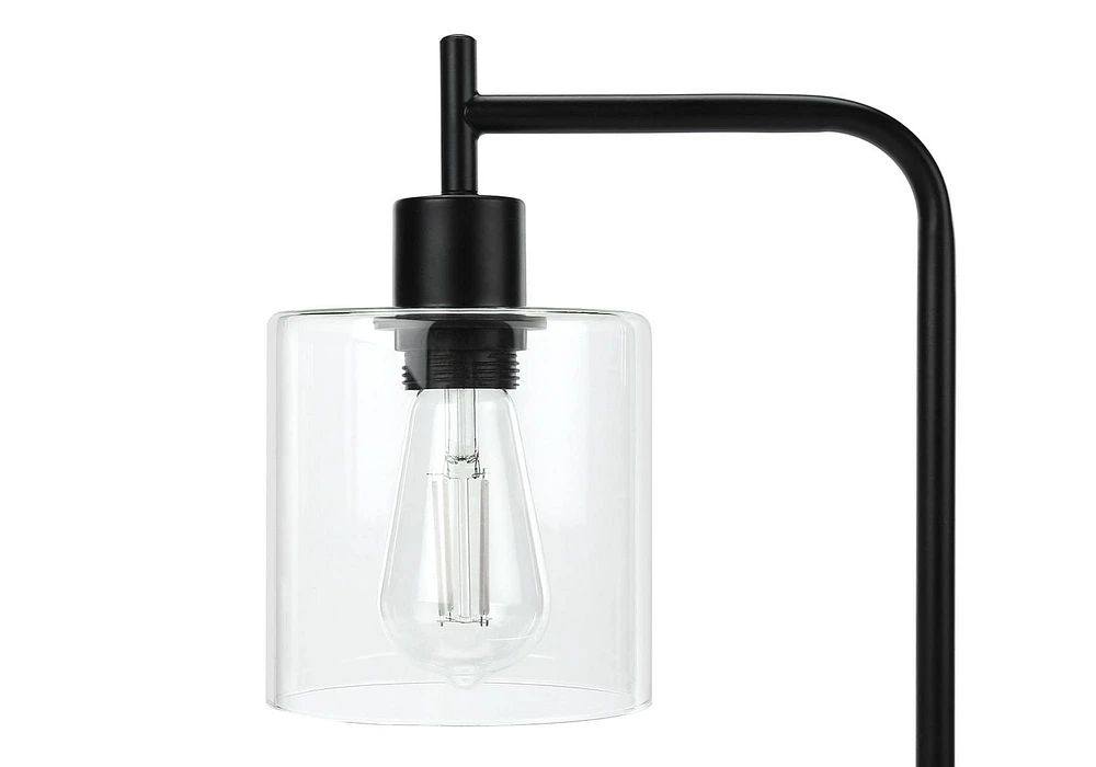 Monarch Specialties Lighting, 20"h, Table Lamp, Usb Port Included, Black Metal, Glass Shade, Modern