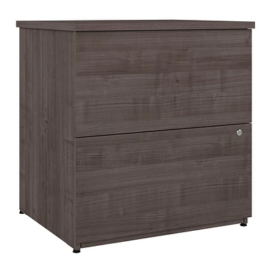 Bestar Ridgeley 28W 2 Drawer Lateral File Cabinet in medium gray maple