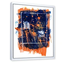 Designart Orange and Navy Blue Abstract FLOAT FRAME WALL ART