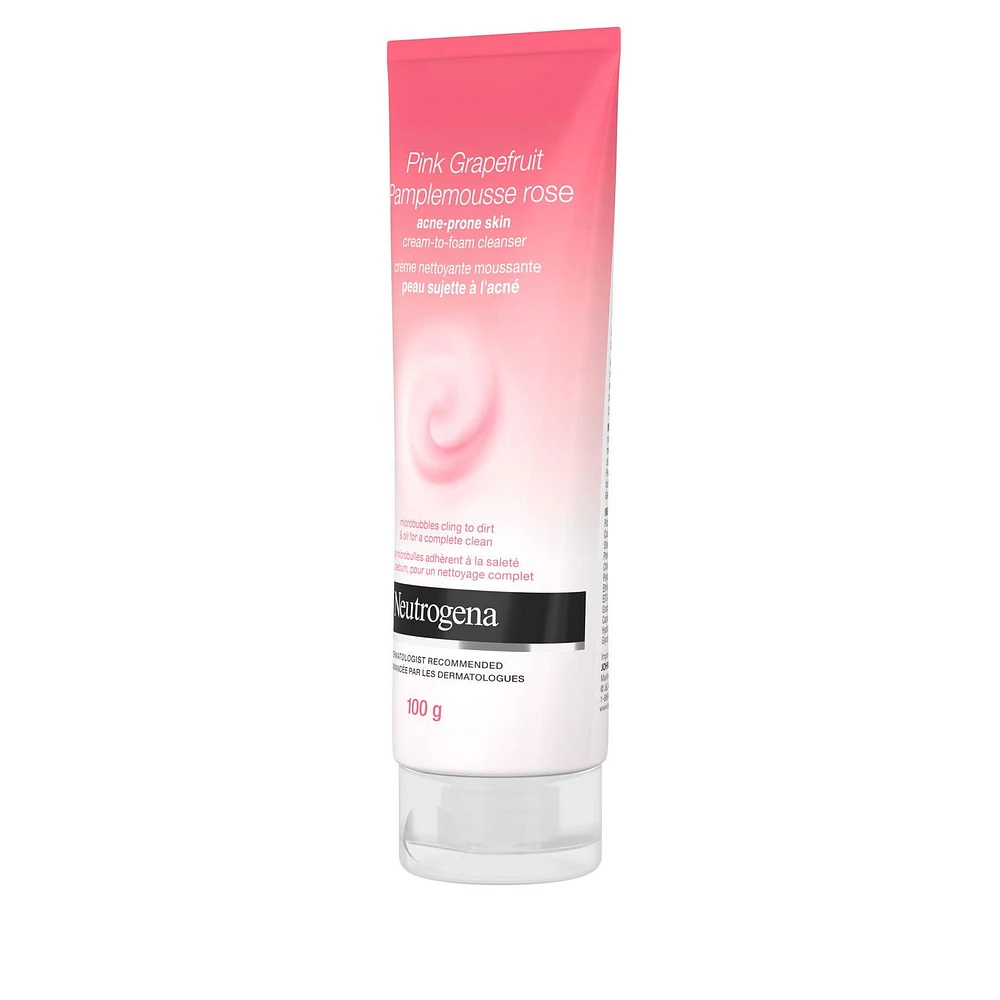 Neutrogena Pink Grapefruit Cream-to-Foam Face Wash for Acne Prone Skin