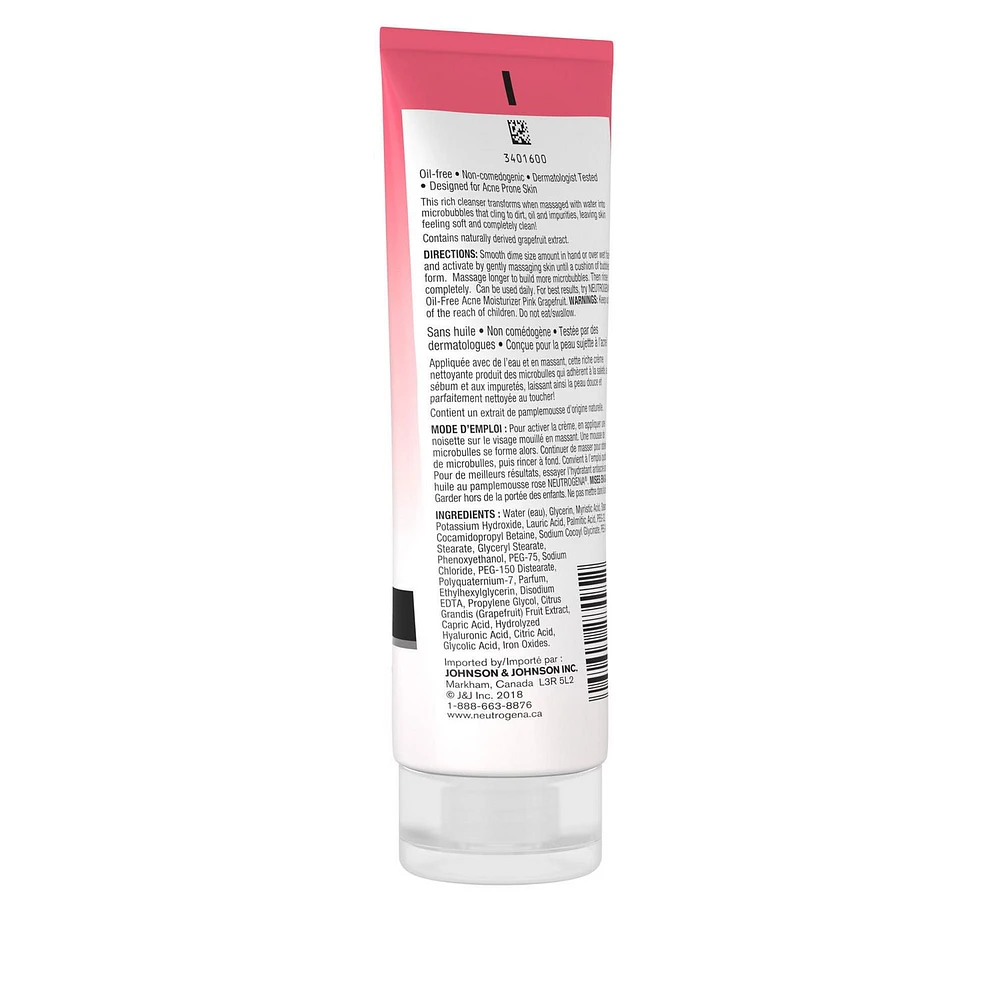 Neutrogena Pink Grapefruit Cream-to-Foam Face Wash for Acne Prone Skin