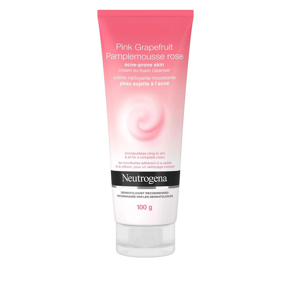 Neutrogena Pink Grapefruit Cream-to-Foam Face Wash for Acne Prone Skin