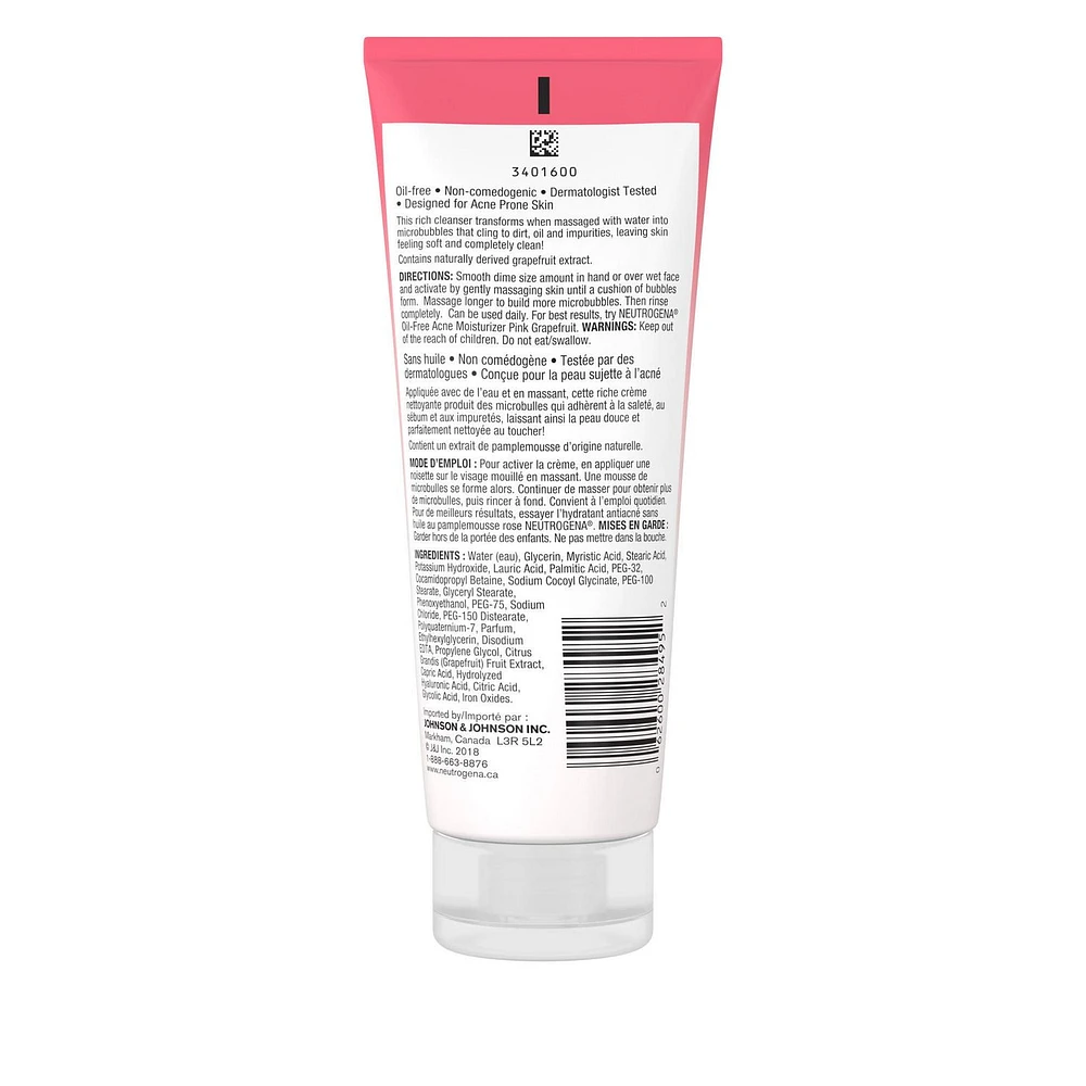 Neutrogena Pink Grapefruit Cream-to-Foam Face Wash for Acne Prone Skin