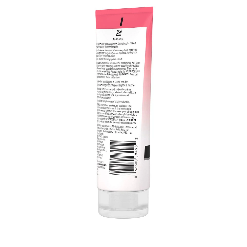 Neutrogena Pink Grapefruit Cream-to-Foam Face Wash for Acne Prone Skin