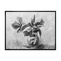 Designart Monochrome Still Life Of Flowers In A Vase FLOAT FRAME WALL ART