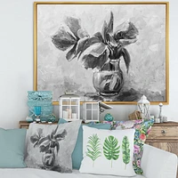 Designart Monochrome Still Life Of Flowers In A Vase FLOAT FRAME WALL ART