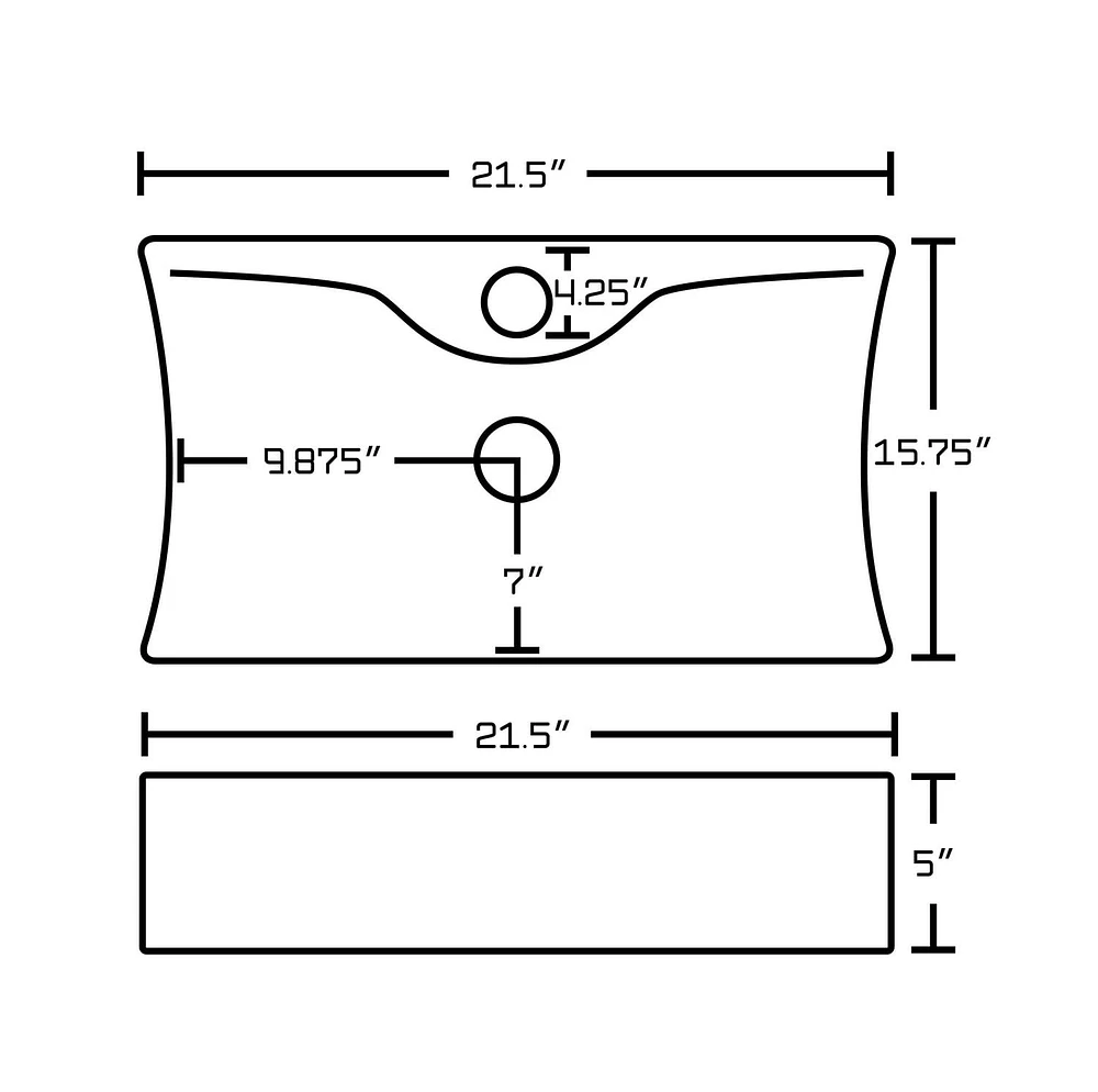 in. W Above Counter White Bathroom Vessel Sink Set For 1 Hole Center Faucet AI