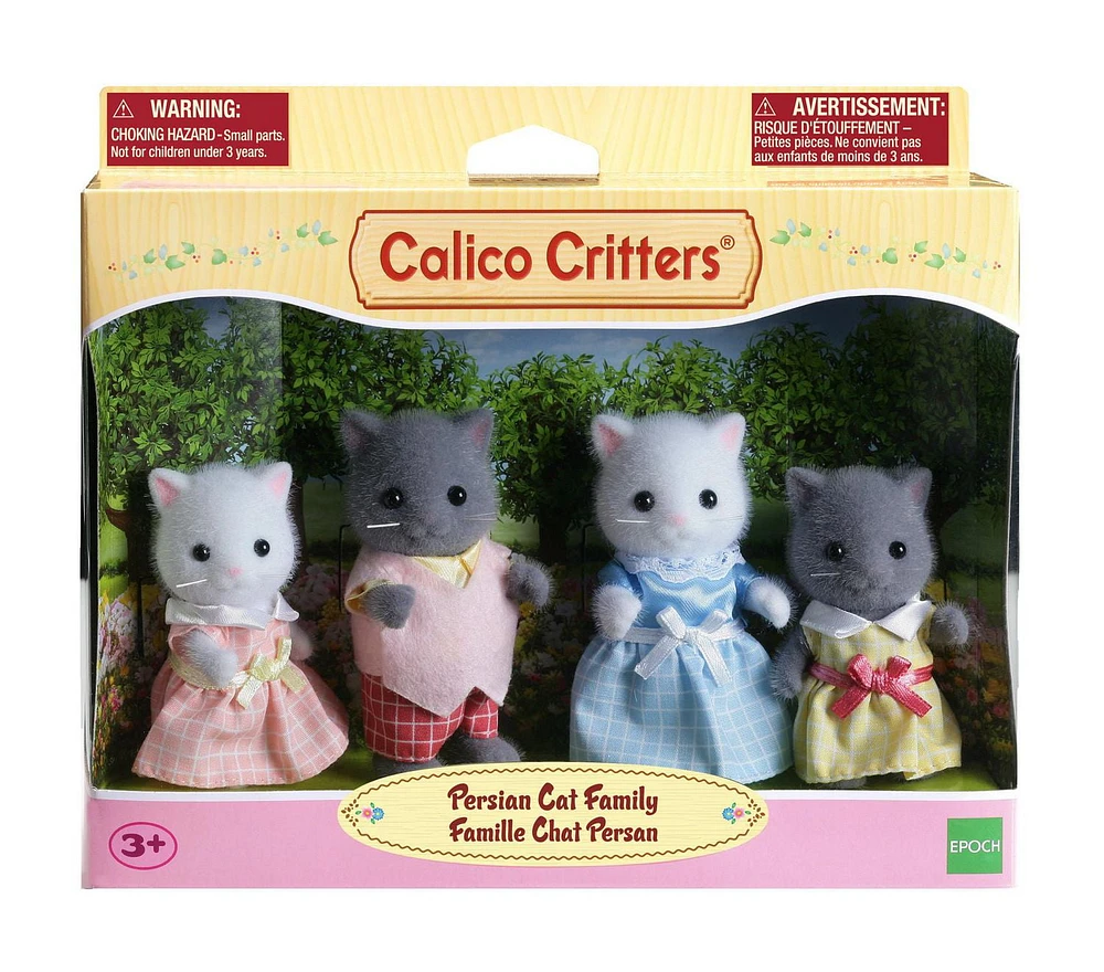 Calico Critters Persian Cat Family, Set of 4 Collectible Doll Figures, 4 Collectible Doll Figures