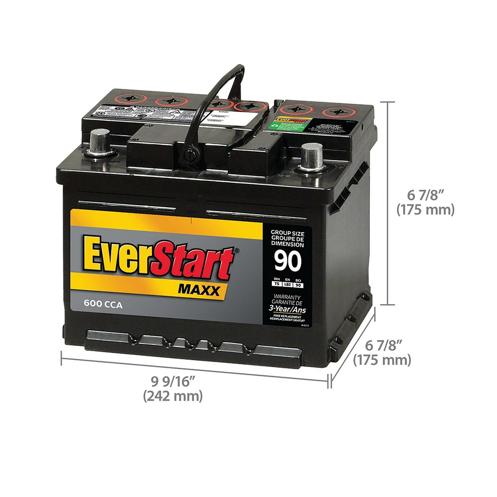 EverStart AUTO MAXX-90N – 12 Volts, Batterie automobile, groupe 90, 600 ADF EverStart – Batterie automobile