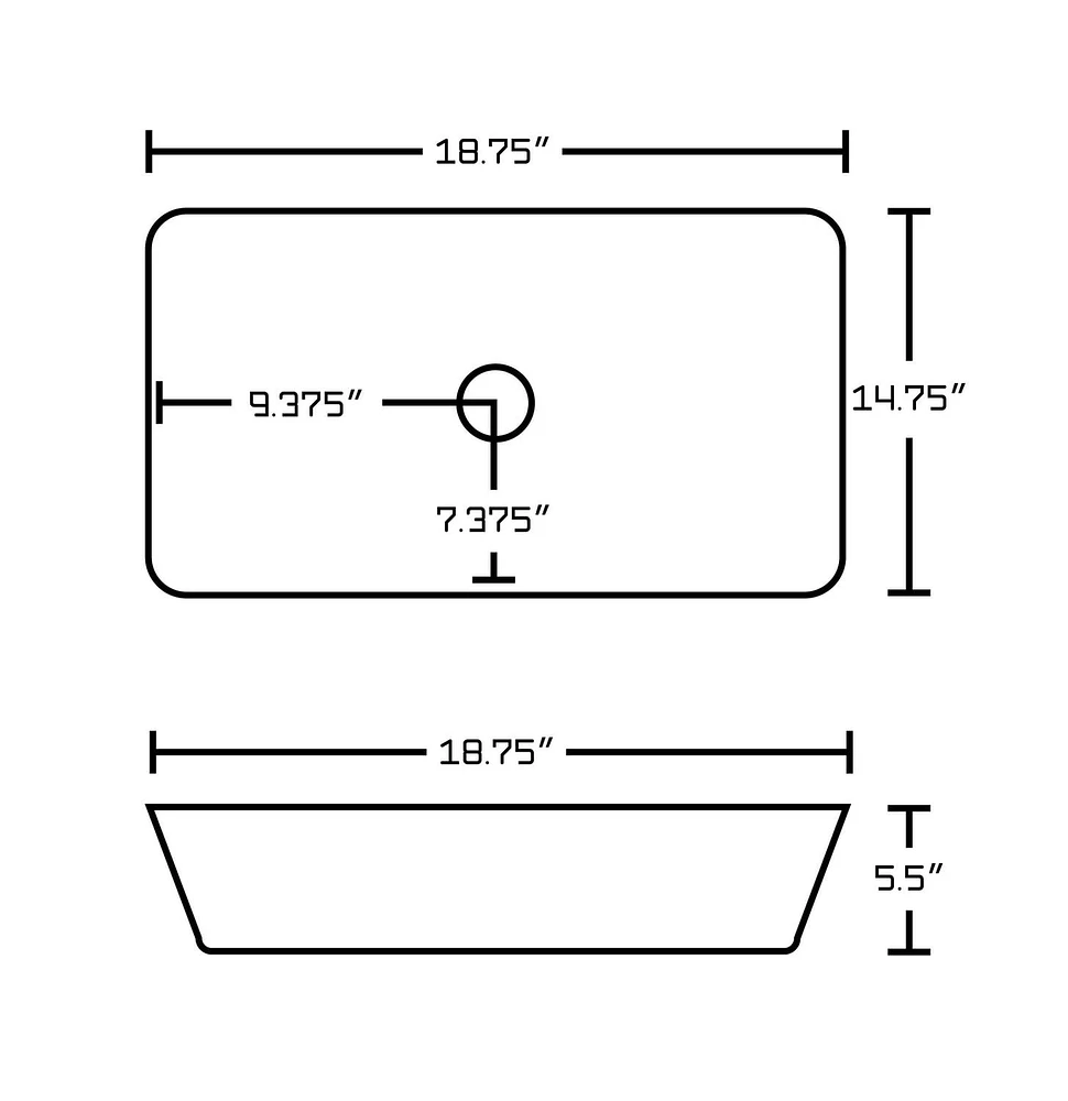 in. W Above Counter White Bathroom Vessel Sink Set For Deck Mount Drilling AI