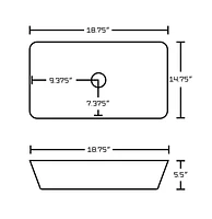 in. W Above Counter White Bathroom Vessel Sink Set For Deck Mount Drilling AI