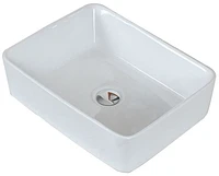 in. W Above Counter White Bathroom Vessel Sink Set For Deck Mount Drilling AI