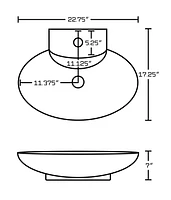 in. W Above Counter White Bathroom Vessel Sink Set For 1 Hole Center Faucet AI