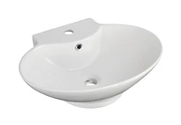 in. W Above Counter White Bathroom Vessel Sink Set For 1 Hole Center Faucet AI