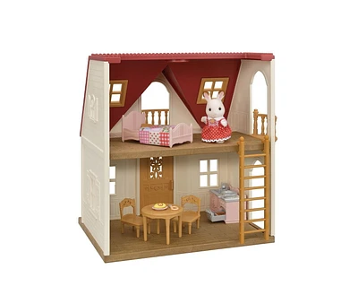 Calico Critters Red Roof Cozy Cottage, Dollhouse Playset with Figure, Furniture and Accessories, Dollhouse with Accessories