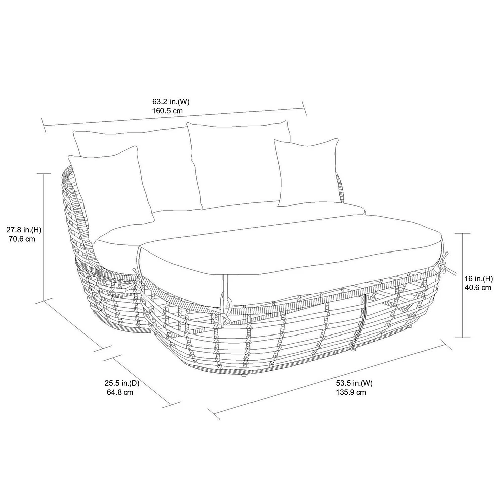 Ensemble causeuse et pouf 2 pièces pour patio Dune HOMETRENDS - Taupe