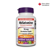 Webber Naturals® Melatonin Maximum Strength Quick Dissolve, 10 mg, 72 sublingual tablets, BONUS! 20% More