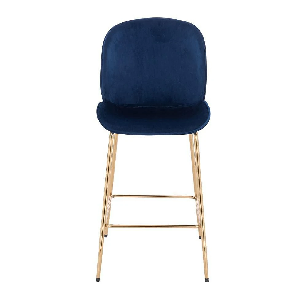 LOTUS GOLD STOOL (SLIM SEAT) with Soft Velvet Upholstery and Gold Metal Legs