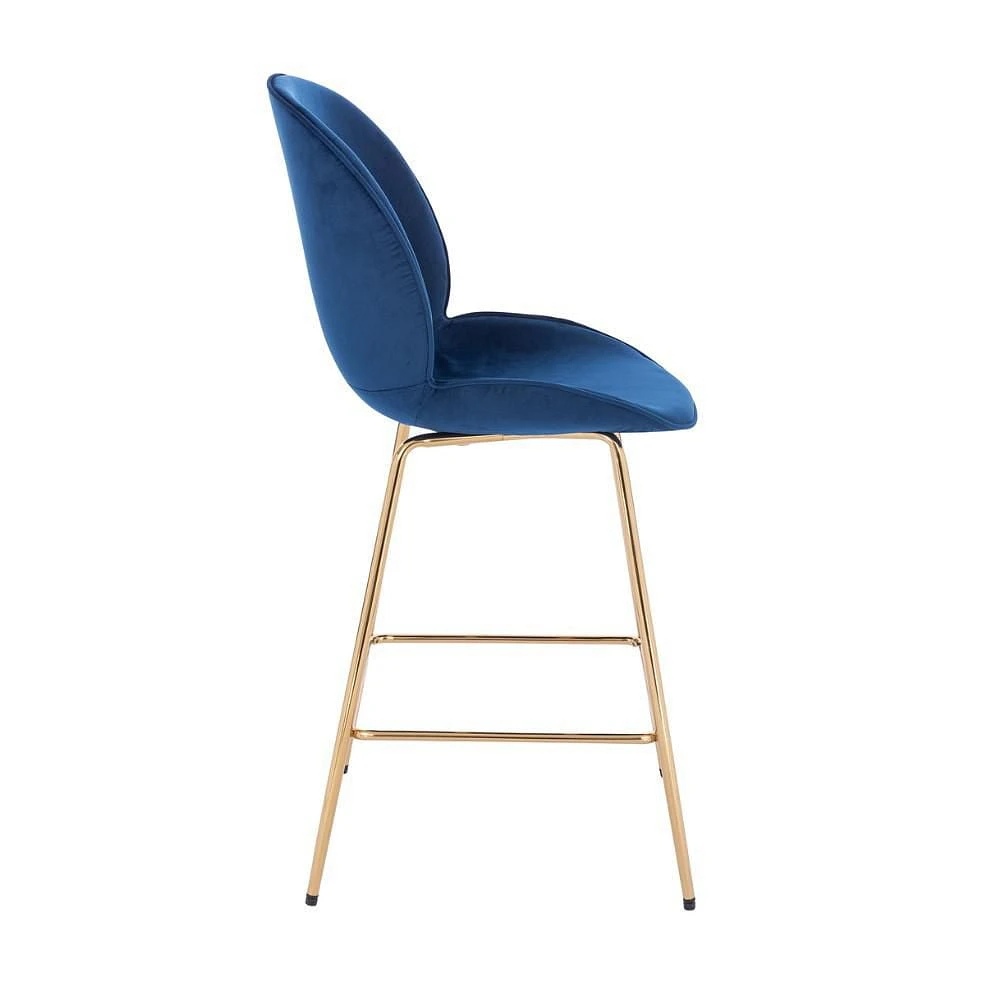 LOTUS GOLD STOOL (SLIM SEAT) with Soft Velvet Upholstery and Gold Metal Legs