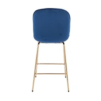 LOTUS GOLD STOOL (SLIM SEAT) with Soft Velvet Upholstery and Gold Metal Legs