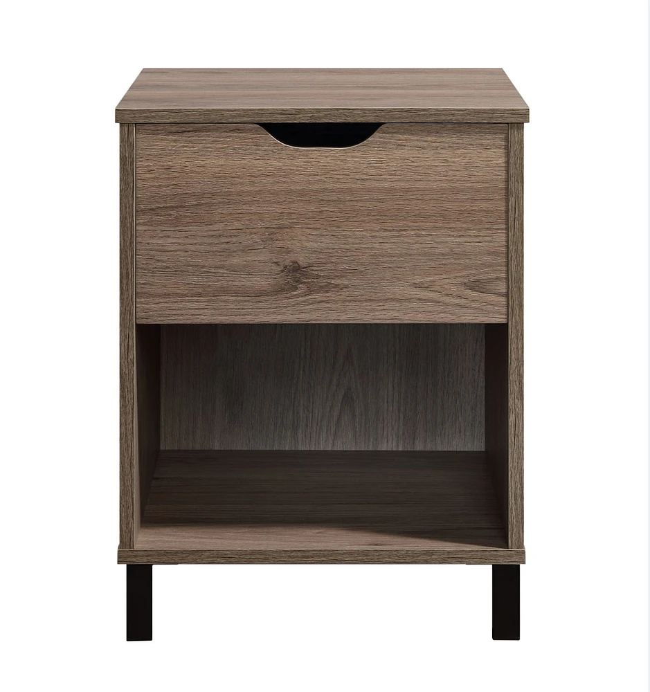 hometrends Nightstand, Rustic Oak, 1 drawer and 1 open shelf