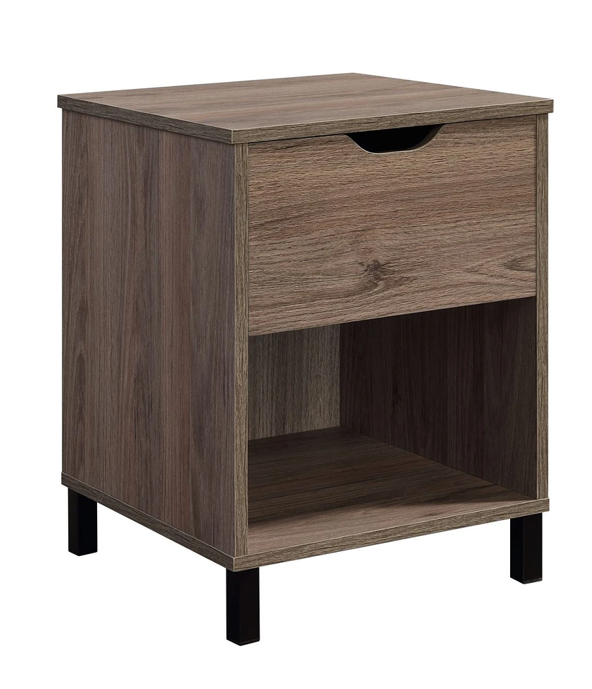 hometrends Nightstand, Rustic Oak, 1 drawer and 1 open shelf