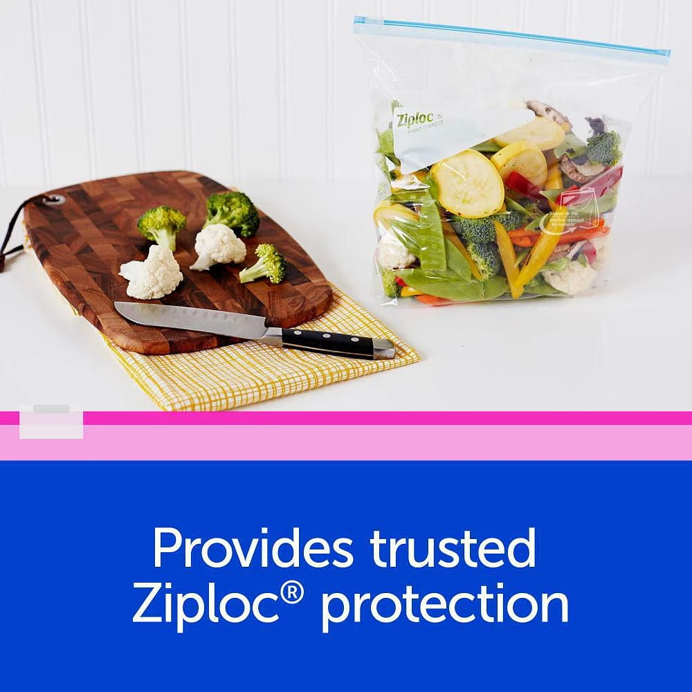 Ziploc® Slider Freezer Bags with Power Seal Technology, Large, 10 Bags