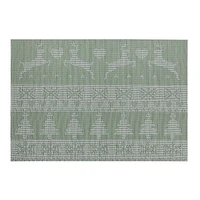 Vinyl Placemat (Reindeer And Tree) (Green) - Set of 12